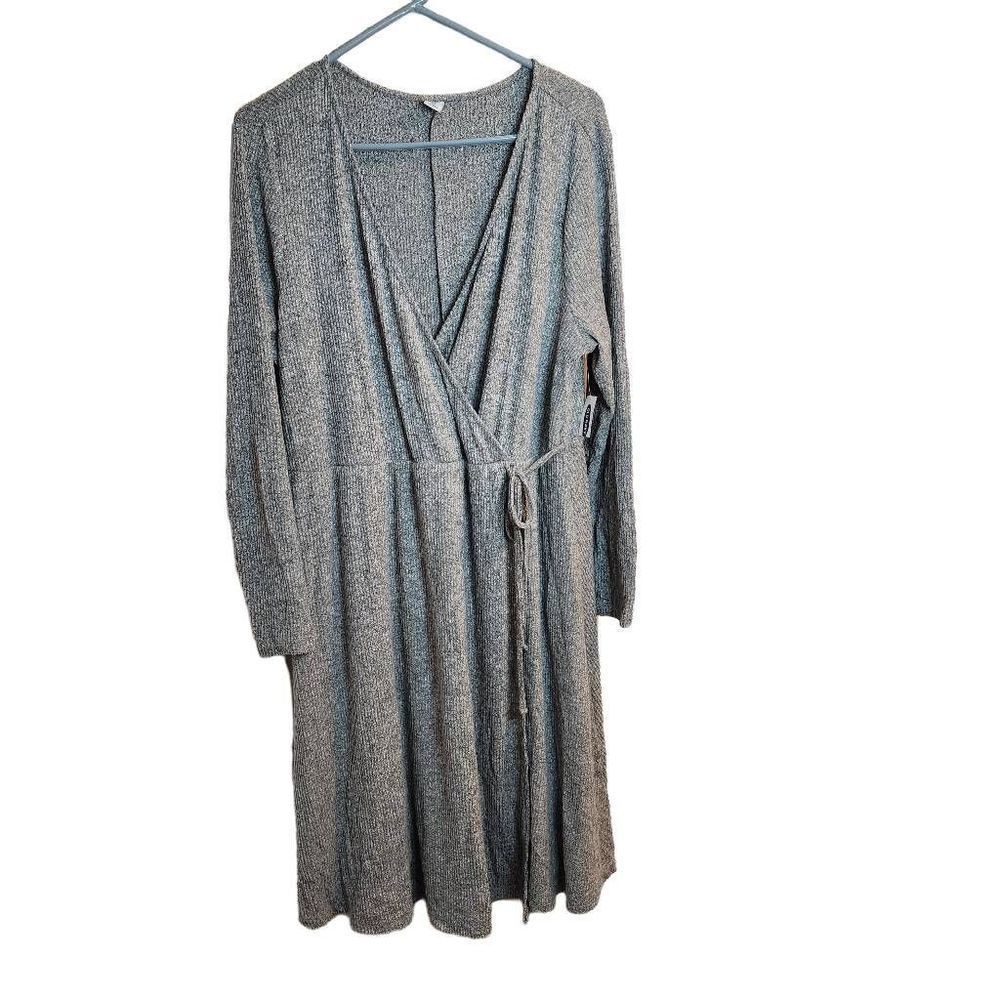 Old Navy NWT Super Soft 1X Gray Wrap Front Midi Skater Dress